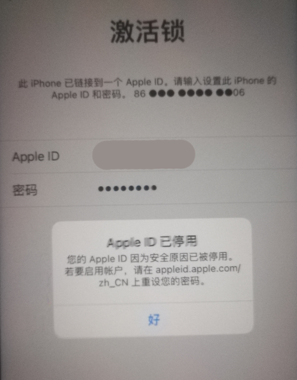 安定苹果手机维修分享iPhone 12 出现提示“Apple ID 已停用”怎么办 