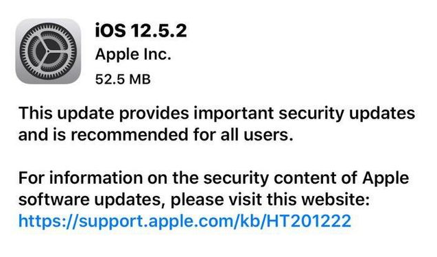 安定苹果手机维修分享iOS12.5.2发布，建议所有老苹果用户安装 